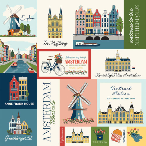 25 Pack - Carta Bella Amsterdam Cardstock 12"X12"-Multi Journaling Cards - 5A003WB4-1HRXD
