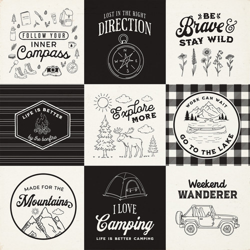 25 Pack - Carta Bella Great Outdoors Cardstock 12"X12"-4x4 Journaling Cards - 5A003W8X-1HRWK