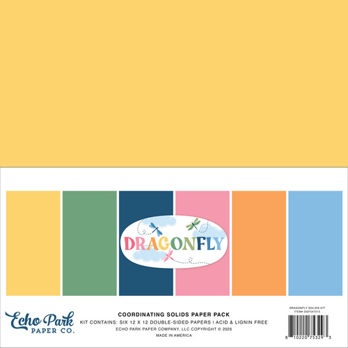 3 Pack - Echo Park Solids Kit 12"X12"-Dragonfly - 5A003WF1-1HS0C - 810220753293
