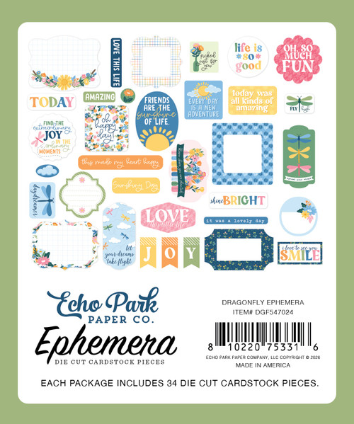 3 Pack - Echo Park Ephemera-Dragonfly - 5A003WD5-1HS0F