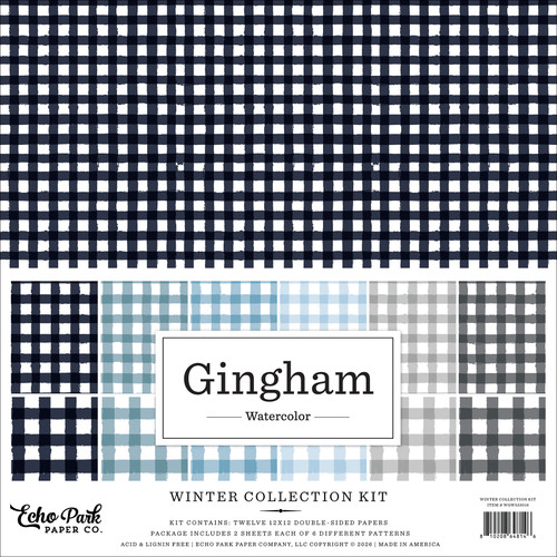 25 Pack - Echo Park Collection Kit 12"X12"-Watercolor Gingham Winter - 5A003W2N-1HRN2 - 810208648146