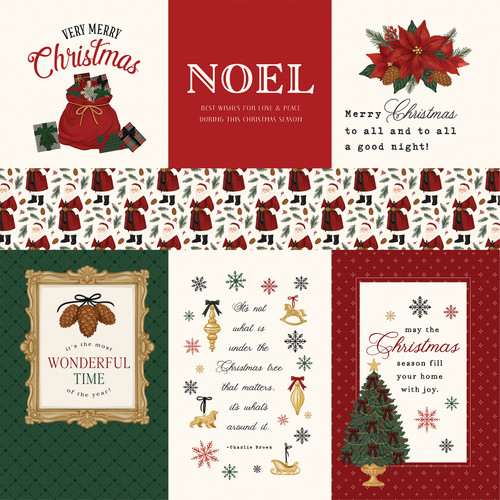 25 Pack - Carta Bella Classic Christmas Cardstock 12"X12"-Merry Journaling Cards - 5A003W15-1HRKS