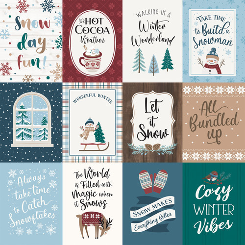 25 Pack - Echo Park Wonderful Winter Days Cardstock 12"X12"-3x4 Journaling Cards - 5A003W5C-1HRS0
