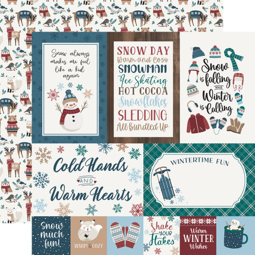 25 Pack - Echo Park Wonderful Winter Days Cardstock 12"X12"-Winter Journaling Cards - 5A003W63-1HRS4 - 810220753446