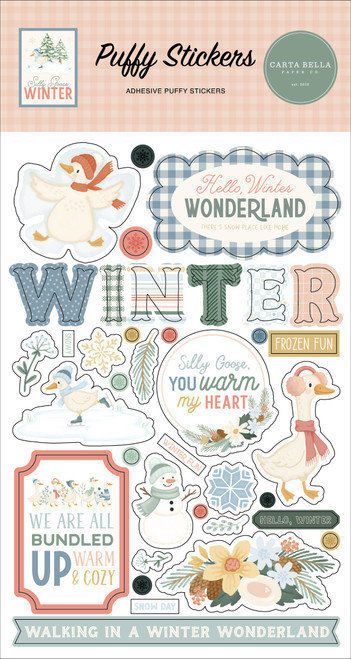 3 Pack - Carta Bella Puffy Stickers-Silly Goose Winter - 5A003W6L-1HRTR - 810220754863
