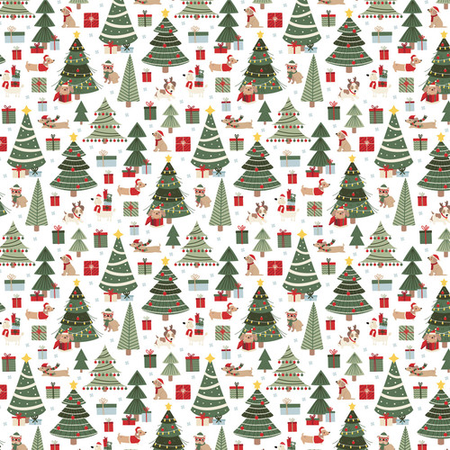 25 Pack - Echo Park Here Comes Santa Paw Cardstock 12"X12"-Christmas Trees - 5A003W0P-1HRJV