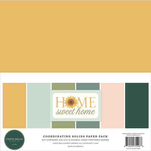 3 Pack - Carta Bella Solids Kit 12"X12"-Home Sweet Home - 5A003W80-1HRTS - 810220755068