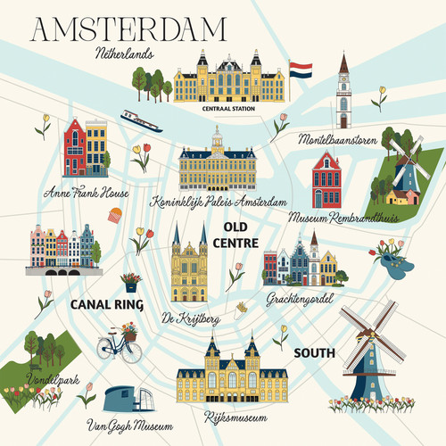 25 Pack - Carta Bella Amsterdam Cardstock 12"X12"-Amsterdam Map - 5A003WB0-1HRXR