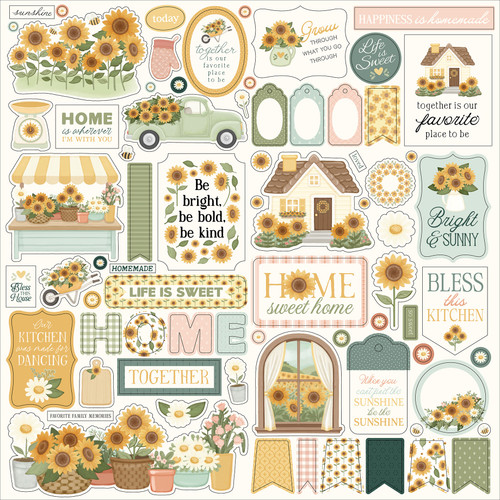 5 Pack - Carta Bella Elements Cardstock Stickers 12"X12"-Home Sweet Home - 5A003W8G-1HRV2 - 810220755013