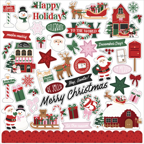5 Pack - Echo Park Elements Cardstock Stickers 12"X12"-North Pole Christmas - 5A003VY2-1HRFP - 810220751299