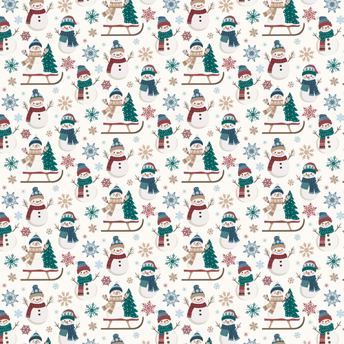 25 Pack - Echo Park Wonderful Winter Days Cardstock 12"X12"-Sledding Snowman - 5A003W5B-1HRSF