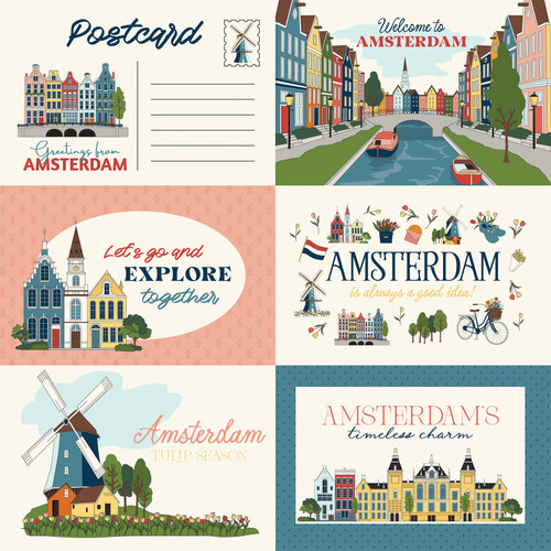 25 Pack - Carta Bella Amsterdam Cardstock 12"X12"-6x4 Journaling Cards - 5A003WB1-1HRXV