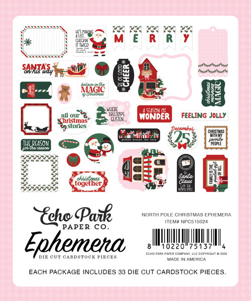 3 Pack - Echo Park Ephemera-North Pole Christmas - 5A003VY6-1HRFX