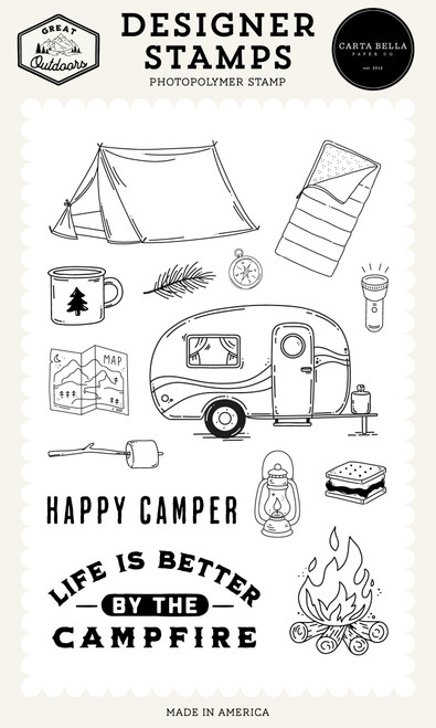 Carta Bella Stamp Set-Camping Icons Stamp Set - 5A003W8Q-1HRWN - 810220755884