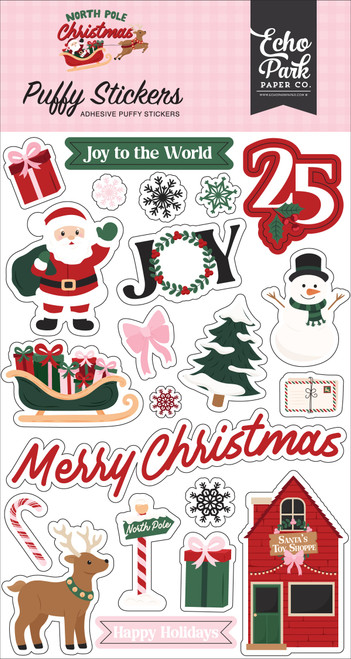 3 Pack - Echo Park Puffy Stickers-North Pole Christmas - 5A003VYD-1HRGF - 810208649761