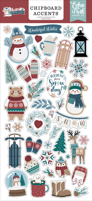 Echo Park Chipboard Accents 6"X13"-Wonderful Winter Days - 5A003W68-1HRS2 - 810220753521