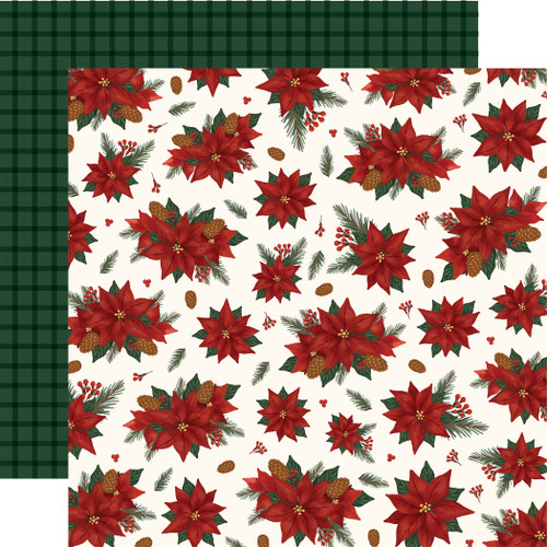 25 Pack - Carta Bella Classic Christmas Cardstock 12"X12"-Joy And Peace Poinsettia - 5A003W15-1HRKZ - 810220754436