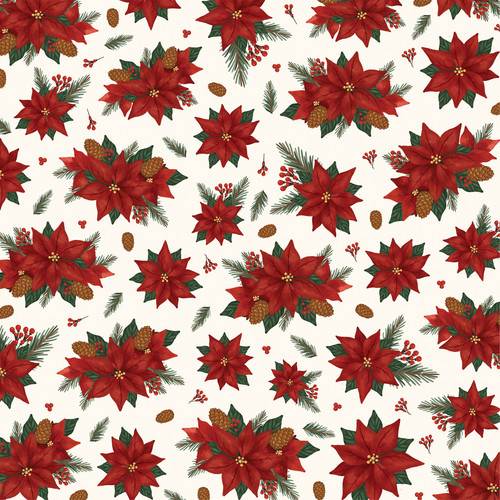 25 Pack - Carta Bella Classic Christmas Cardstock 12"X12"-Joy And Peace Poinsettia - 5A003W15-1HRKZ