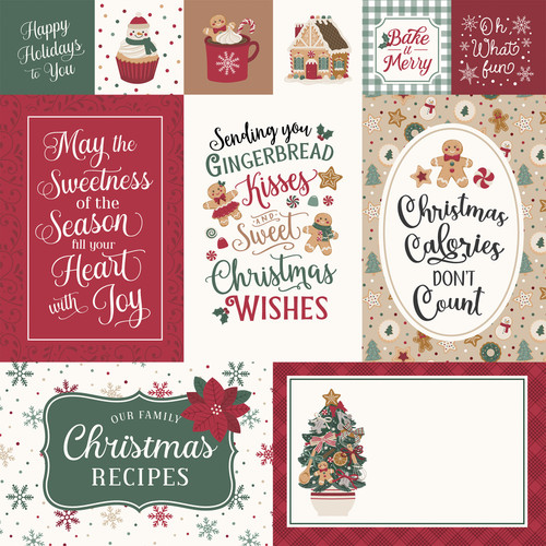 25 Pack - Echo Park Baking Christmas Cheer Cardstock 12"X12"-Baking Journaling Cards - 5A003VZG-1HRH6