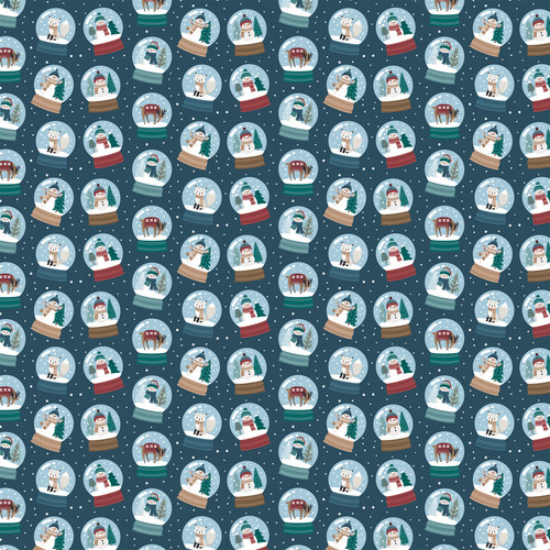 25 Pack - Echo Park Wonderful Winter Days Cardstock 12"X12"-Snowman Snowglobes - 5A003W61-1HRSQ