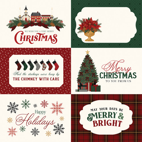 25 Pack - Carta Bella Classic Christmas Cardstock 12"X12"-6x4 Journaling Cards - 5A003W15-1HRL4