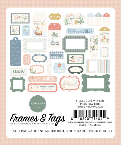 3 Pack - Carta Bella Tags & Frames Ephemera-Silly Goose Winter - 5A003W74-1HRSW