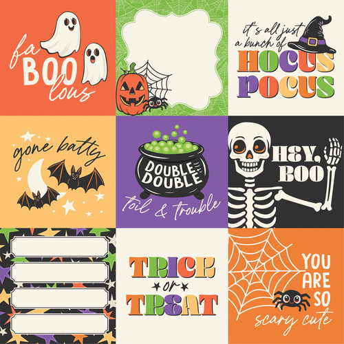 25 Pack - Echo Park Halloween Parade Cardstock 12"X12"-4x4 Journaling Cards - 5A003VW4-1HRBQ