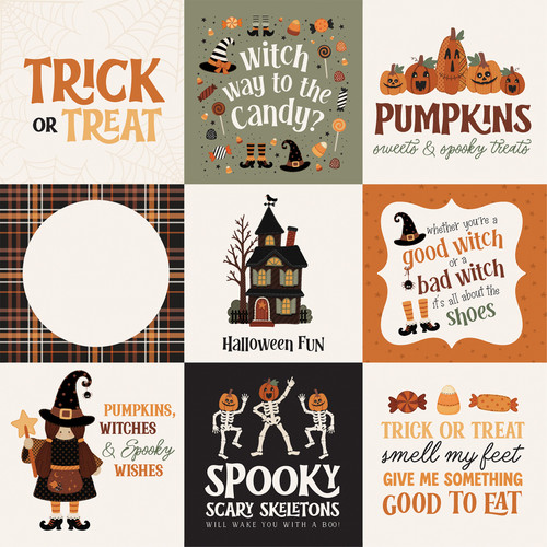 25 Pack - Carta Bella Handmade Halloween Cardstock 12"X12"-4x4 Journaling Cards - 5A003VVZ-1HR9L