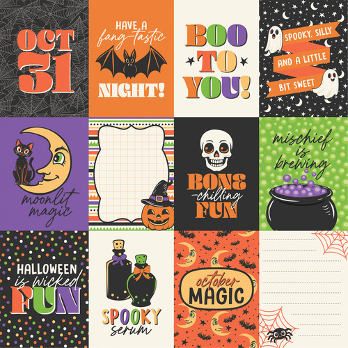 25 Pack - Echo Park Halloween Parade Cardstock 12"X12"-3x4 Journaling Cards - 5A003VW4-1HRBW
