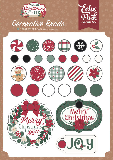 3 Pack - Echo Park Decorative Brads-Baking Christmas Cheer - 5A003VYV-1HRHC - 810208649662