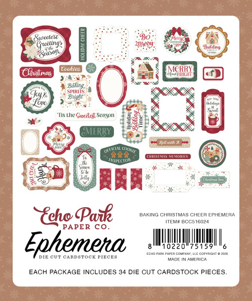 3 Pack - Echo Park Ephemera-Baking Christmas Cheer - 5A003VZH-1HRHD