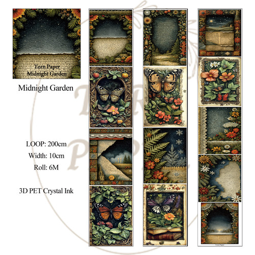 Torn Pape 3D Gloss PET Tape 6m-Midnight Garden - 5A003XN8-1HSMB - 8800325562601
