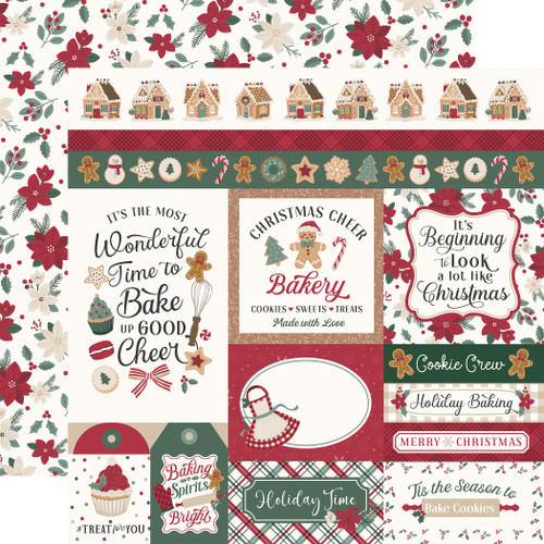 25 Pack - Echo Park Baking Christmas Cheer Cardstock 12"X12"-Multi Journaling Cards - 5A003VZG-1HRHP - 810220751473