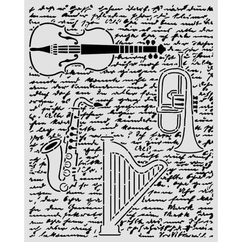 3 Pack - Stamperia Stencil 7.87"X9.84"-Violin, Trumpet, Harp - 5A003TD0-1HQB6