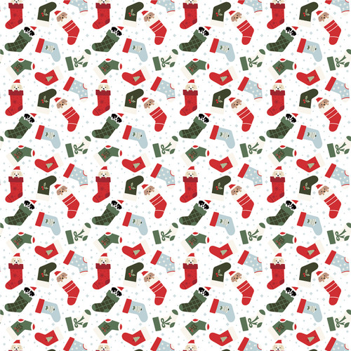 25 Pack - Echo Park Here Comes Santa Paw Cardstock 12"X12"-Stocking Puppies - 5A003W0P-1HRJ8