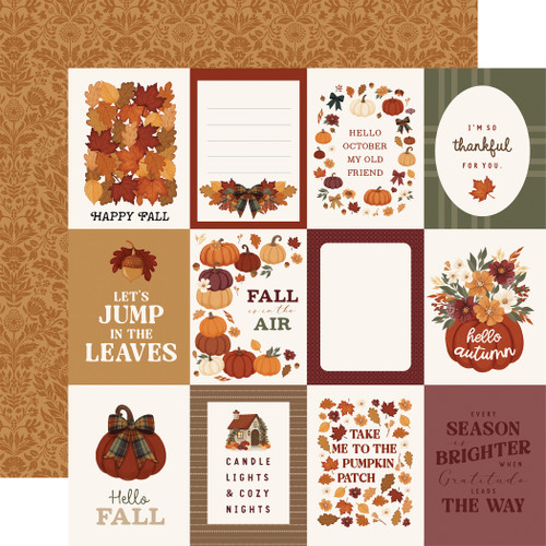 25 Pack - Carta Bella Here Comes Autumn Cardstock 12"X12"-3x4 Journaling Cards - 5A003VX6-1HRCL - 810220750513