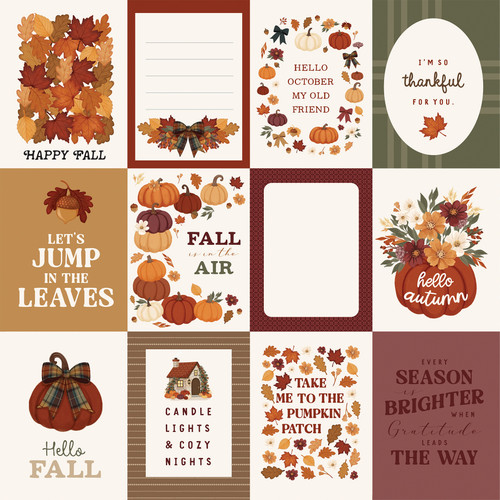 25 Pack - Carta Bella Here Comes Autumn Cardstock 12"X12"-3x4 Journaling Cards - 5A003VX6-1HRCL