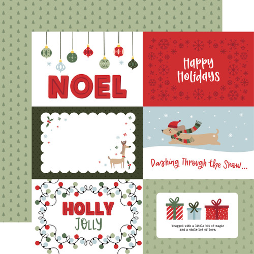 25 Pack - Echo Park Here Comes Santa Paw Cardstock 12"X12"-6x4 Journaling Cards - 5A003W0P-1HRJJ - 810220752043