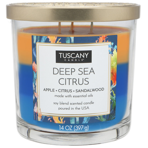 4 Pack - Tuscany Candle-Candle 3-Wick Triple Pour Soy Wax 14oz-Deep Sea Citrus - 5A003S10-1HNX6 - 644124738335