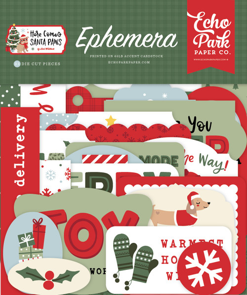 3 Pack - Echo Park Ephemera-Here Comes Santa Paw - 5A003W0L-1HRJK - 810220752166