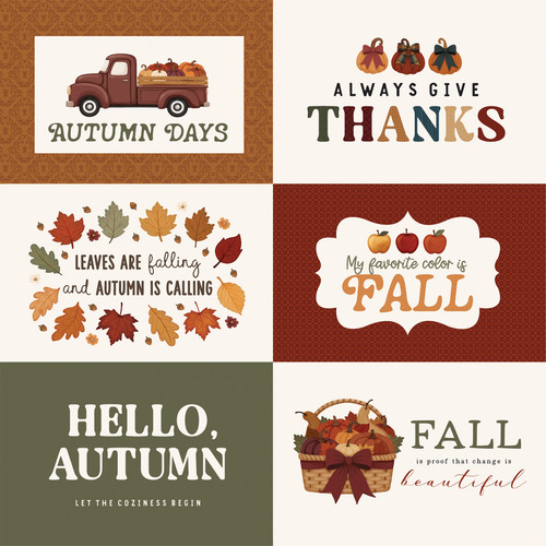 25 Pack - Carta Bella Here Comes Autumn Cardstock 12"X12"-6x4 Journaling Cards - 5A003VX6-1HRCP