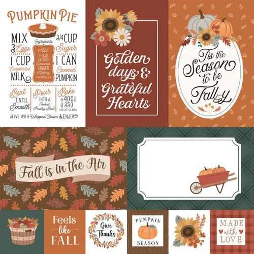 25 Pack - Echo Park Feels Like Fall Cardstock 12"X12"-Multi Journaling Cards - 5A003VXR-1HRDJ