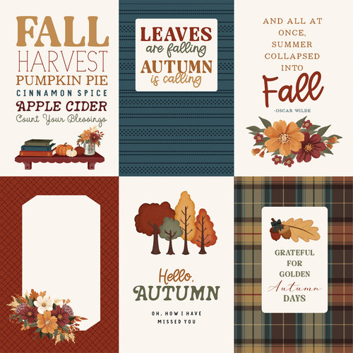 25 Pack - Carta Bella Here Comes Autumn Cardstock 12"X12"-4x6 Journaling Cards - 5A003VX6-1HRD6