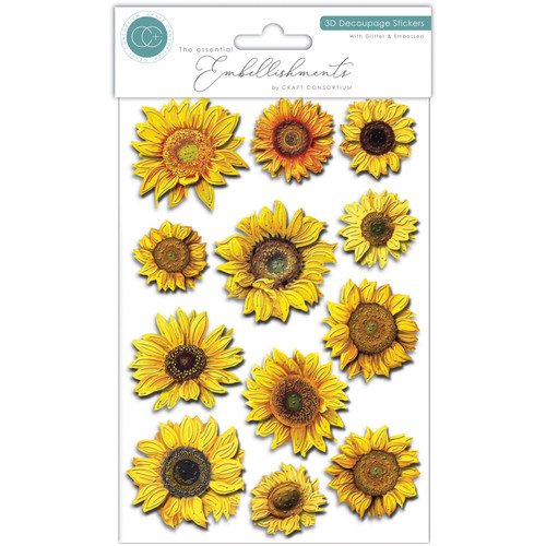 3 Pack - Craft Consortium 3D Decoupage Flowers-Sunflower - 5A003VG2-1HR9F - 5060921933868