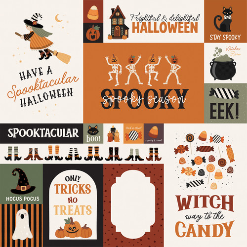 25 Pack - Carta Bella Handmade Halloween Cardstock 12"X12"-Multi Journaling Cards - 5A003VVZ-1HR9P