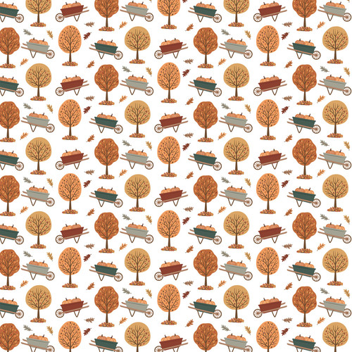 25 Pack - Echo Park Feels Like Fall Cardstock 12"X12"-Wheelbarrows And Leaves - 5A003VXR-1HRDV