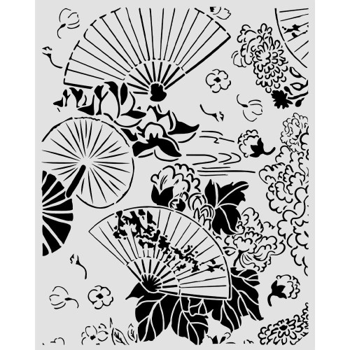 3 Pack - Stamperia Stencil 7.87"X9.84"-Fans - 5A003TC4-1HQB3