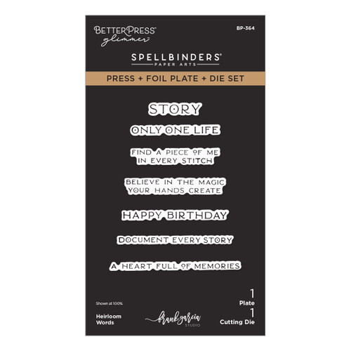 Spellbinders Press + Foil Plate & Die Set-Heirloom Words - 5A003XFY-1HSFD - 810205712406