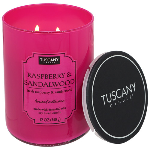 4 Pack - Tuscany Candle-Candle 2-Wick Color Splash Opaque Jar 12oz-Raspberry & Sandalwood - 5A003S0L-1HNXT