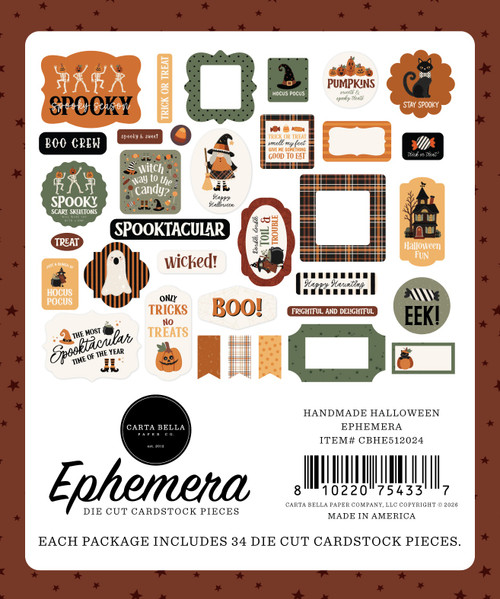 3 Pack - Carta Bella Ephemera-Handmade Halloween - 5A003VVW-1HR9Z